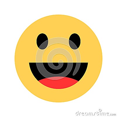 Smile vector icon. Happy smiling face emoticon icon in flat style. Yellow symbol on the white background. Vector Illustration