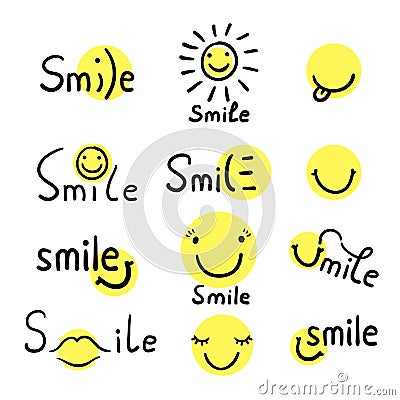 Smile vector illustration. Inspirational quote about happy Vector Illustration