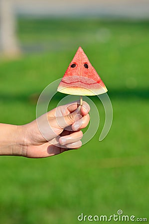 Smile of watermelon slice Stock Photo