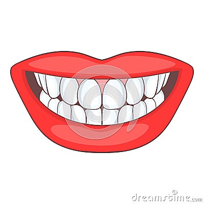 Smile with white tooth icon, cartoon style Vector Illustration