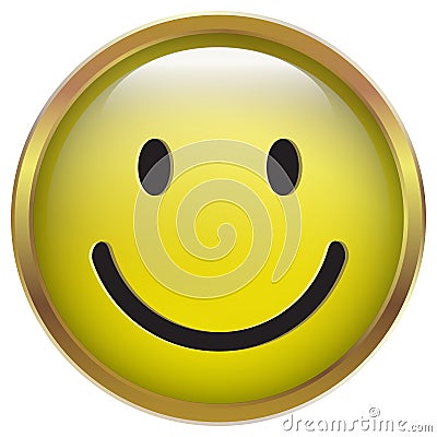 Smile Yellow icon in gold frame Vector Illustration