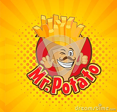 Smiled box full with french fries. Vector Illustration