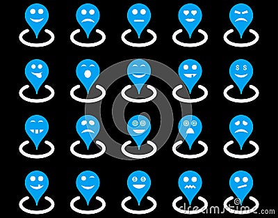 Smiled location icons Stock Photo