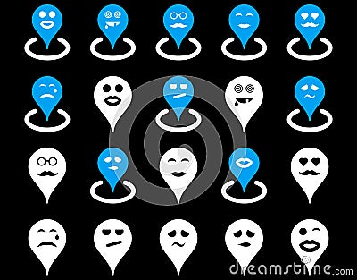 Smiled location icons Stock Photo