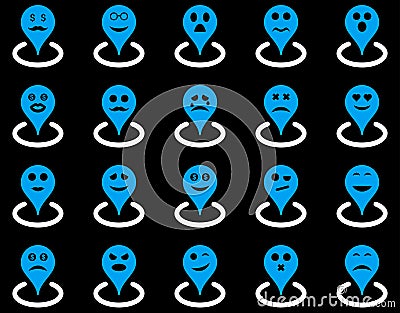 Smiled location icons Stock Photo