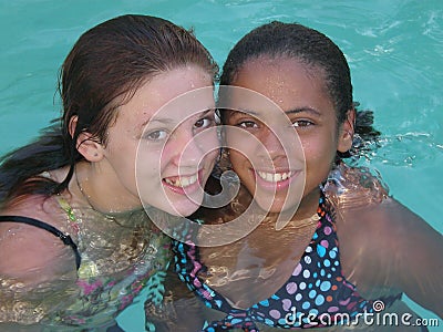 Smiles in the Pool Stock Photo