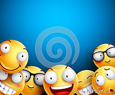 Smiley background vector illustration. Yellow emoticons Vector Illustration