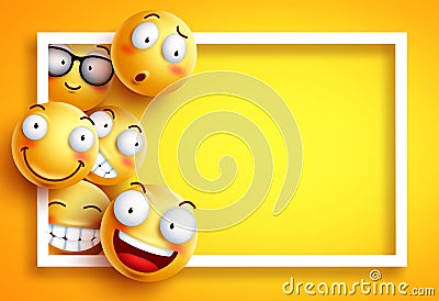 Smiley background vector template with yellow funny smileys or emoticons Vector Illustration