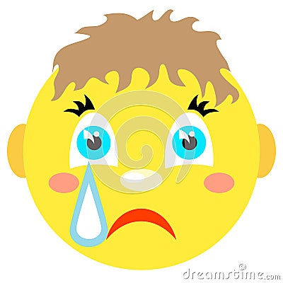 Smiley boy cries. Icons on a white background. Vector Illustration