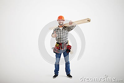 Smiley builder in uniform Stock Photo