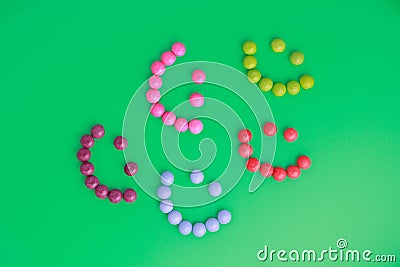 Smiley candies of different colors Stock Photo