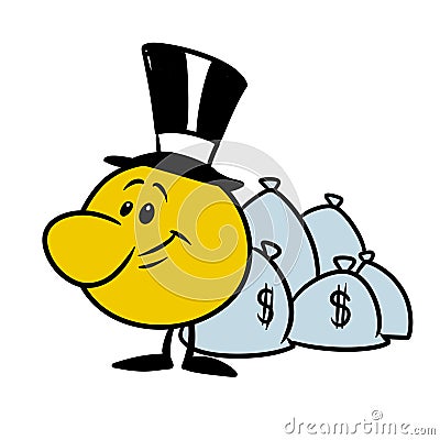 Smiley character emotions banker bags money cartoon illustration Cartoon Illustration