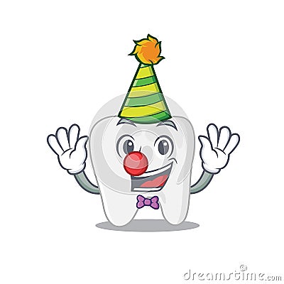 Smiley clown tooth cartoon character design concept Vector Illustration