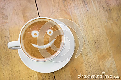 Smiley coffee latte, Good morning face. Stock Photo