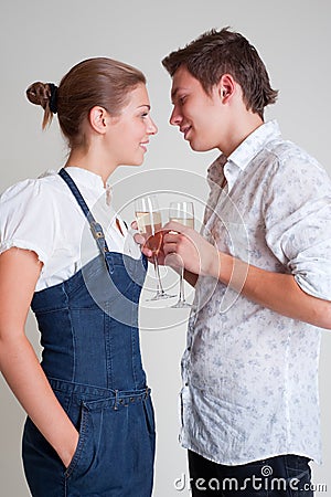 Smiley couple with glasses Stock Photo