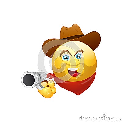 Smiley cowboy with a gun Vector Illustration