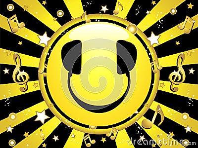 Smiley DJ Party Background Vector Illustration