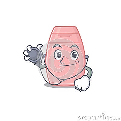 Smiley doctor cartoon character of baby cream with tools Vector Illustration