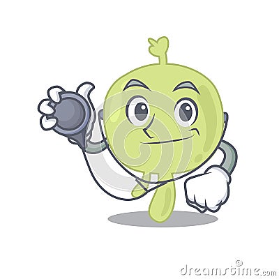 Smiley doctor cartoon character of lymph node with tools Vector Illustration