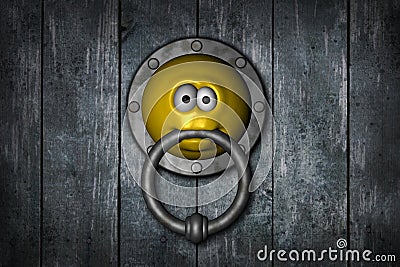 Smiley doorknocker Cartoon Illustration