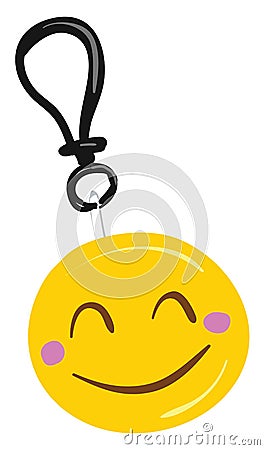 Smiley emoji smiling face emotion metal keychain for cycle, car, and bike for men and women with a key ring, vector or color Vector Illustration