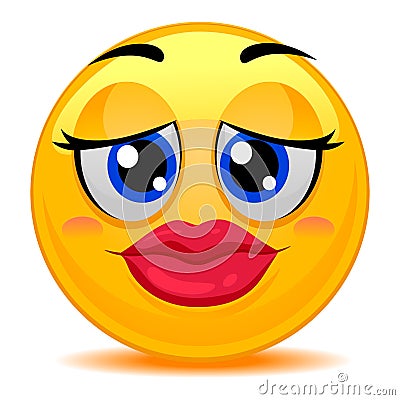 Smiley Emoticon Kissable Lips Vector Illustration