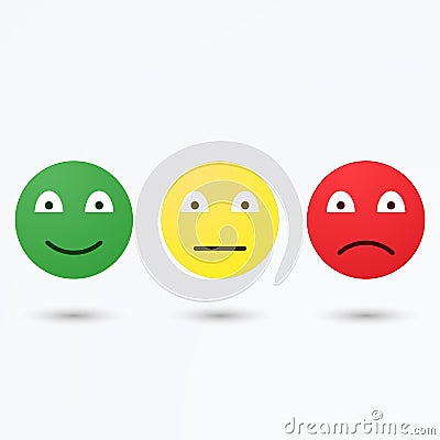 Smiley emoticons icon positive, neutral and negative, isolated mood. Cartoon Illustration