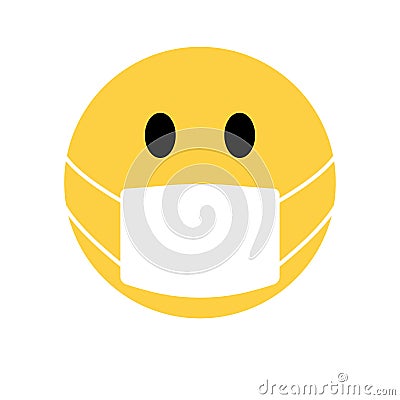 Smiley face coronavirus facemask icon vector illustration Cartoon Illustration