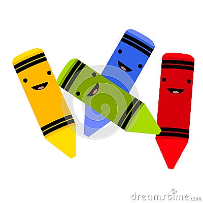 Smiley Face Crayons Cartoon Illustration