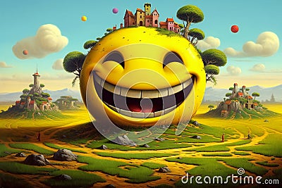 smiley face cute mascot monster Stock Photo