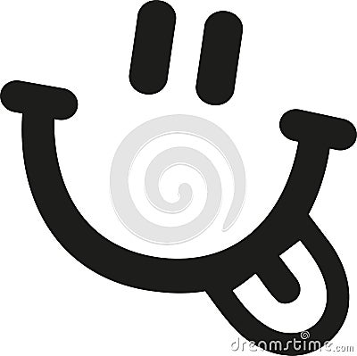 Smiley face with laughing mouth and tongue Vector Illustration