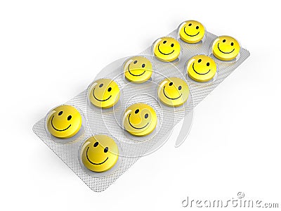 Smiley face pills in blister Stock Photo