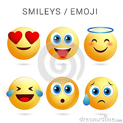 Smiley faces or emoji with vector file. Stock Photo