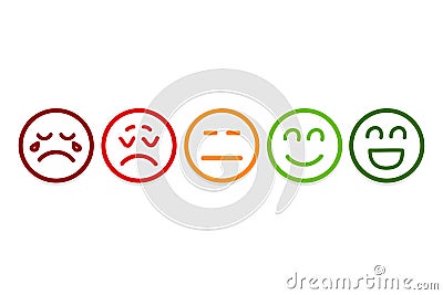 Smiley Faces Rating Icons. Customer Review, Rating, Like Concepts Vector Illustration