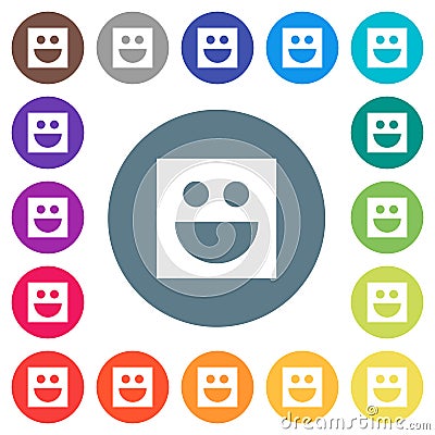 Smiley flat white icons on round color backgrounds Stock Photo