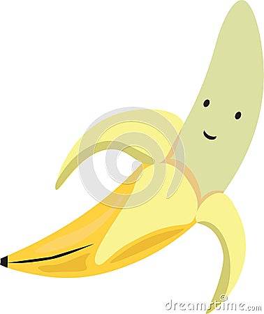 Smiley funny yellow banana with happy eyes Vector Illustration