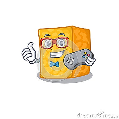Smiley gamer colby jack cheese cartoon mascot style Vector Illustration
