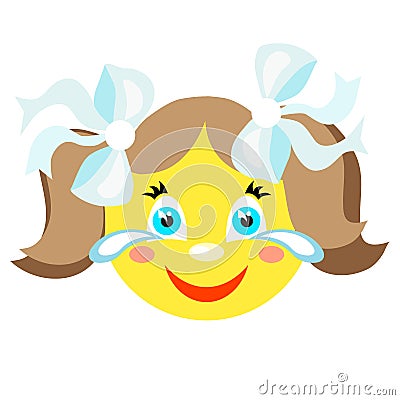 Smiley girl laughs and cries. Vector Illustration