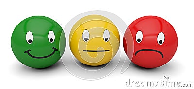 Smiley icon face expression emotion positive neutral negative tricolor red green yellow Stock Photo