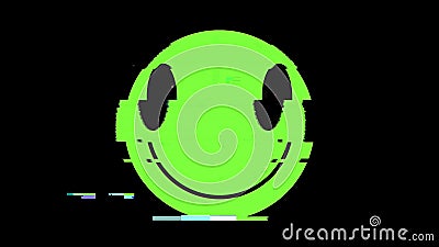 Smiley glitch alien green regular Stock Photo