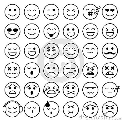 Smiley Icons, Emoticons, Facial Expressions, Internet Vector Illustration