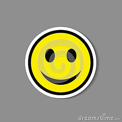 Smiley paper sticker. Vector happy face emoticon label Vector Illustration