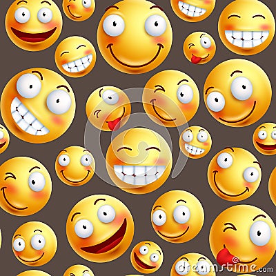 Smiley pattern vector background with continuous or seamless happy facial expressions Vector Illustration
