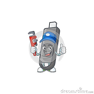 Smiley Plumber flashdisk on mascot picture style Vector Illustration