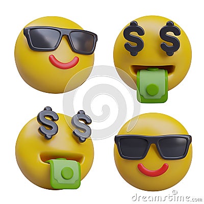 Smiley in sunglasses with mouth full of money. Cool dude Vector Illustration