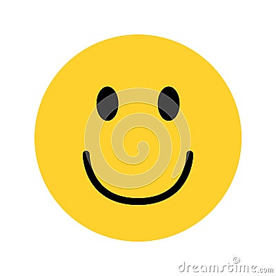 Smiley yellow face emoji on white background Vector Illustration