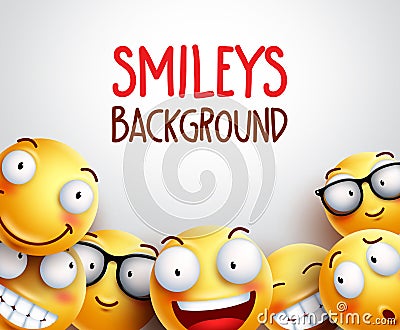 Smileys background vector illustration. Yellow emoticons Vector Illustration