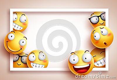 Smileys background vector template with white boarder frame Vector Illustration