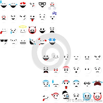 Smileys emoticons vector set Cartoon Illustration