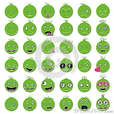 Smileys funny funny green vector set fps 10 Vector Illustration